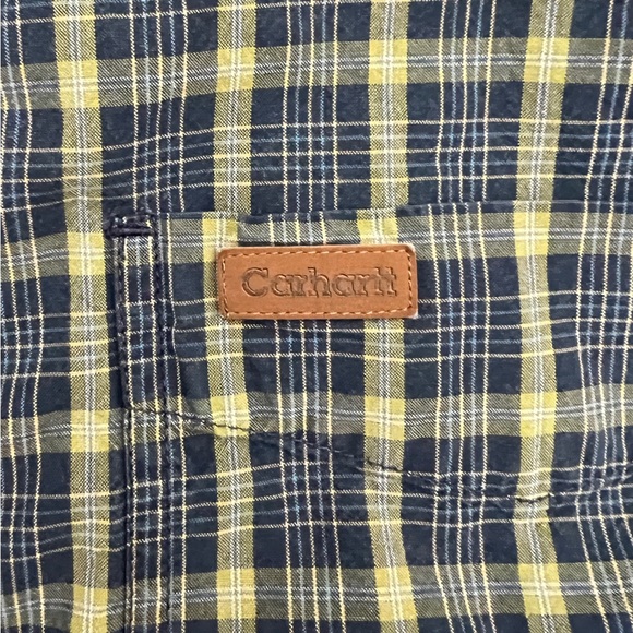 Carhartt Large Multi Gray Blue Checked Pocket Button Down Long Sleeve Shirt EUC! - Picture 4 of 6